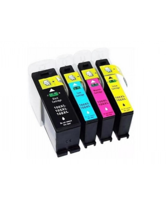 KIT 4 CARTUCHOS DE TINTA COMPATÍVEIS LEXMARK 100XL 105XL 108XL CYMBK | S305 S305 S405 S408 | X-FULL