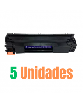 Kit 5x Toner Compatível com HP CB435A CB436A CE285A CE278A Universal para P1120 P1505 M1120 M1212 M1130 | PREMIUM 1.8K