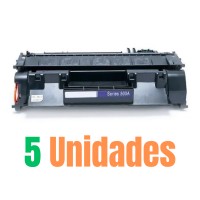 Kit 5x Toner Compatível com HP CE505A 05A CF280A 80A P-550-A para P2035 P2035N P2055 P2055N P2055X | PREMIUM 2.3K