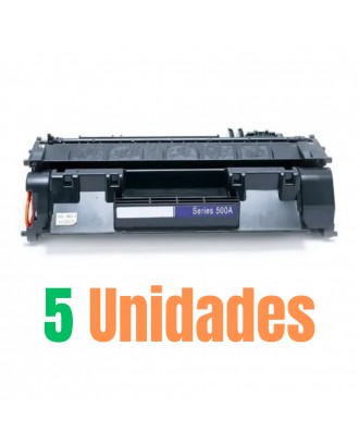 Kit 5x Toner Compatível com HP CE505A 05A CF280A 80A P-550-A para P2035 P2035N P2055 P2055N P2055X | PREMIUM 2.3K