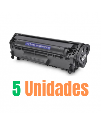 Kit 5x Toner Compatível com HP Q2612A 12A para 1010 1012 1015 3015 3030 | PREMIUM 2K